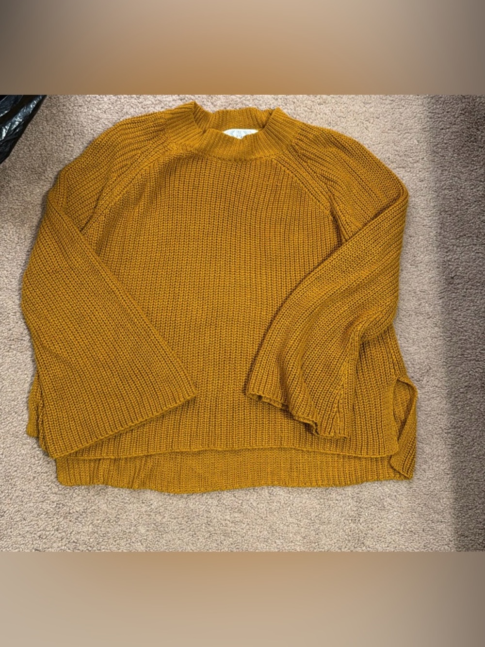 Pink Rose Mustard Crewneck Ribbed Sweater